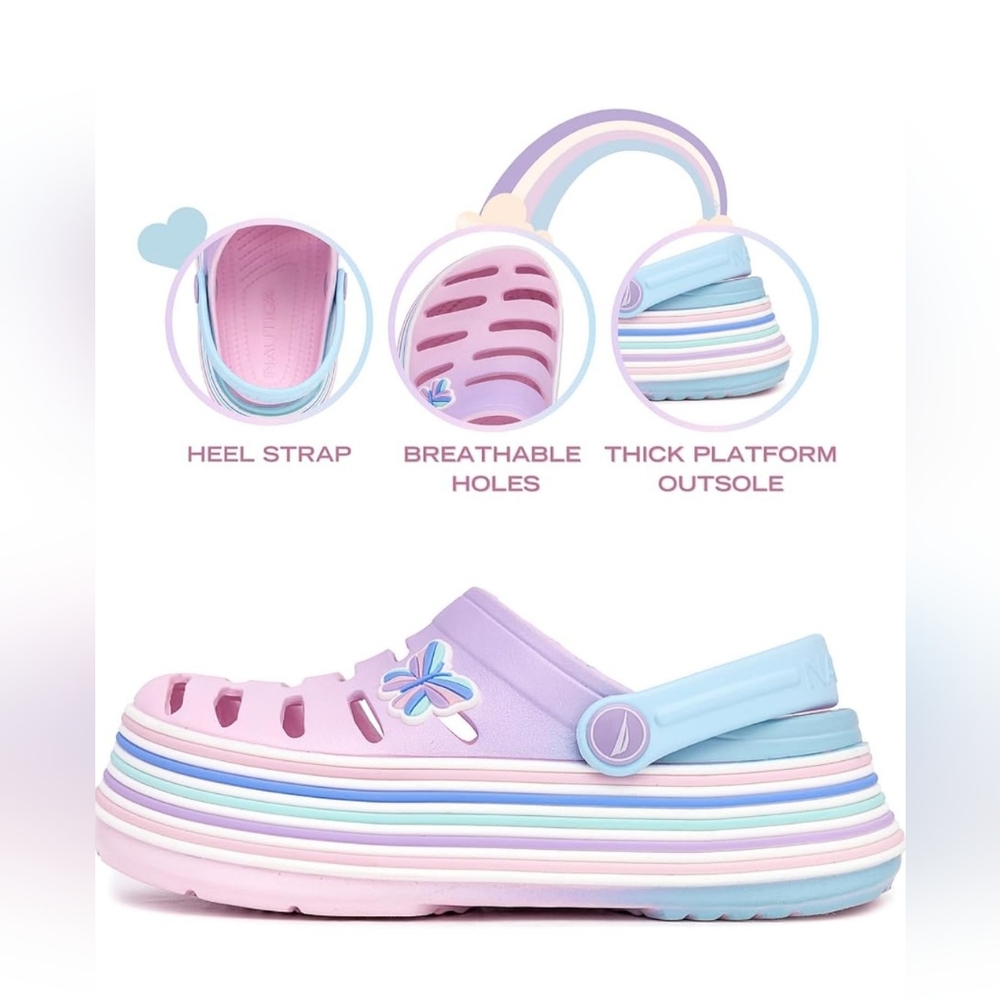 Nautica Kids Pastel Clog with Butterfly Accent. Little Girls 12 - Picture 2 of 14